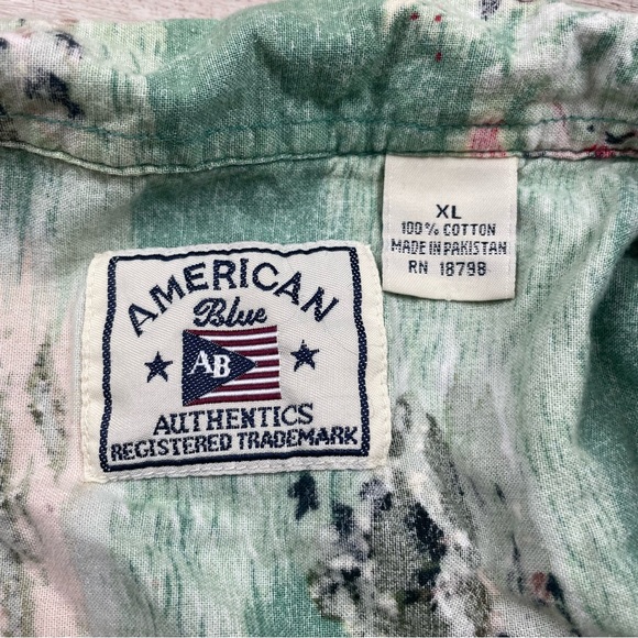 Men's Tropical Shirt Size XL AMERICAN BLUE AUTHENTICS Palm Trees Birds Vacation - Picture 3 of 11